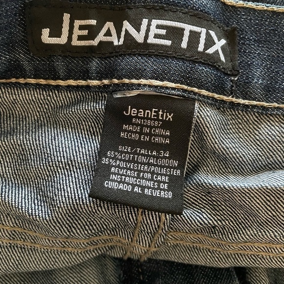 Mens blue distressed jeans straight slim - Picture 6 of 8